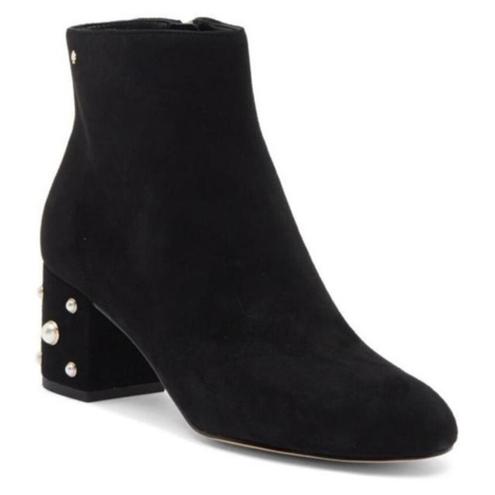 NWOB Kate Spade Taraji Faux Pearl Block Heel
Booties in Black SZ 8